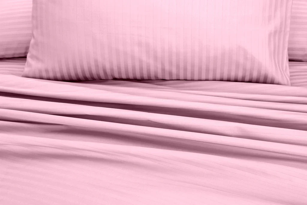 PINK SATIN STRIPE DUVET SET 8 PCS | EXPERIENCE UNMATCHED LUXURY