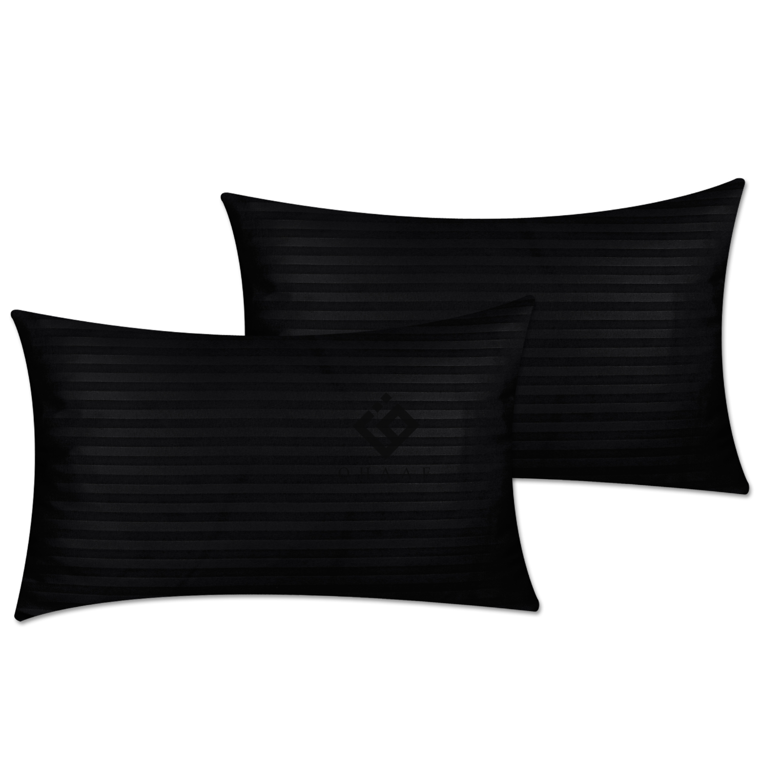 BLACK SATIN STRIPE PILLOW COVERS