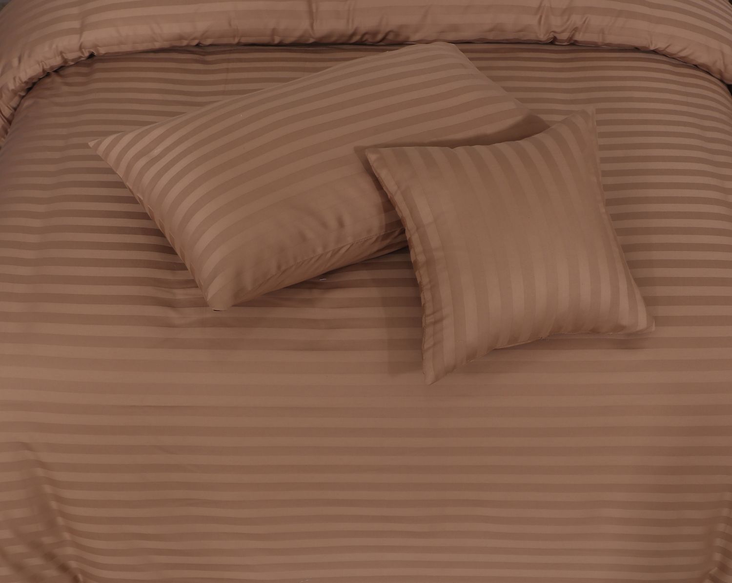 SMALL STRIPES BROWN BEDSHEET SET - 6 PCS (SATIN)