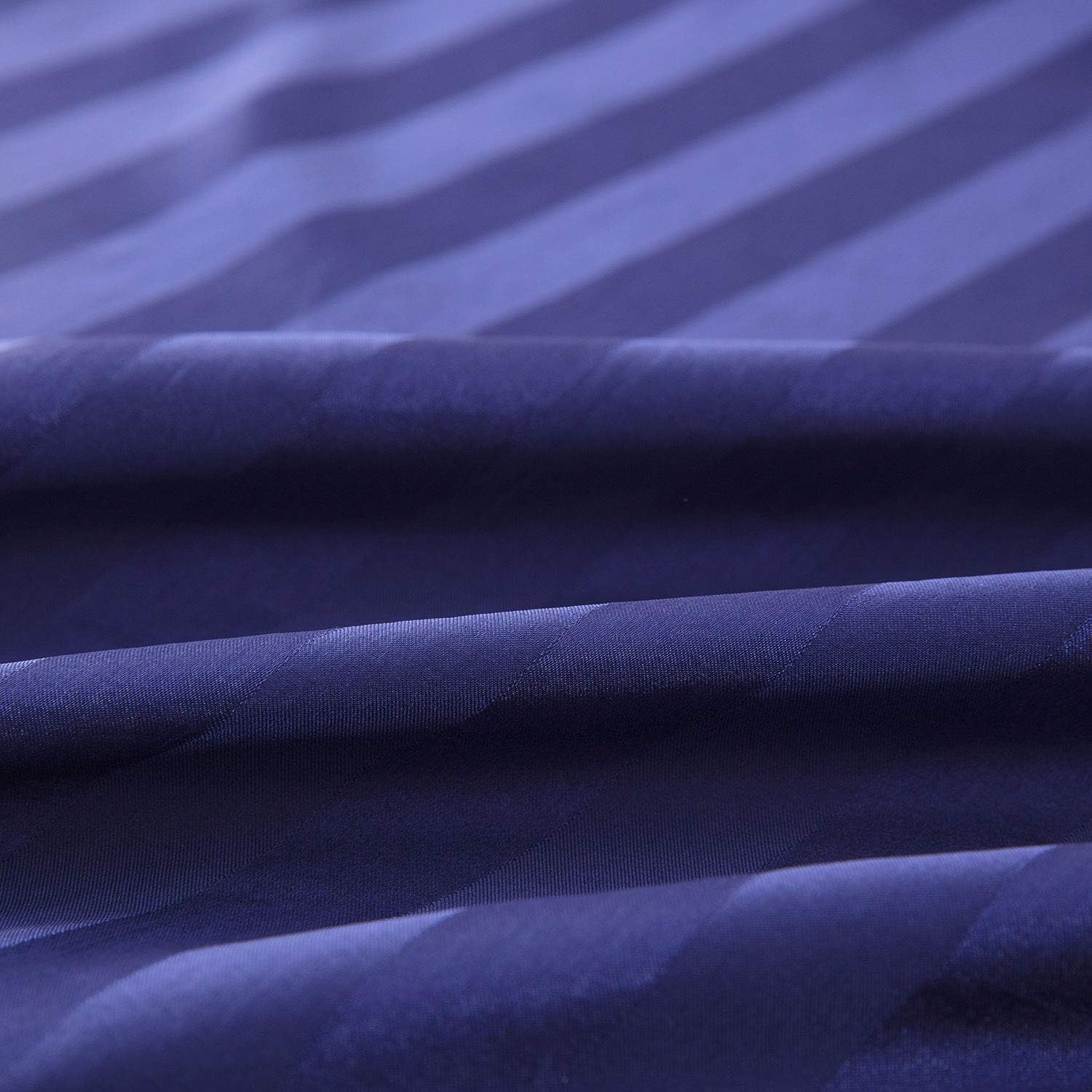 navy stripe satin fitted sheet - (premium)