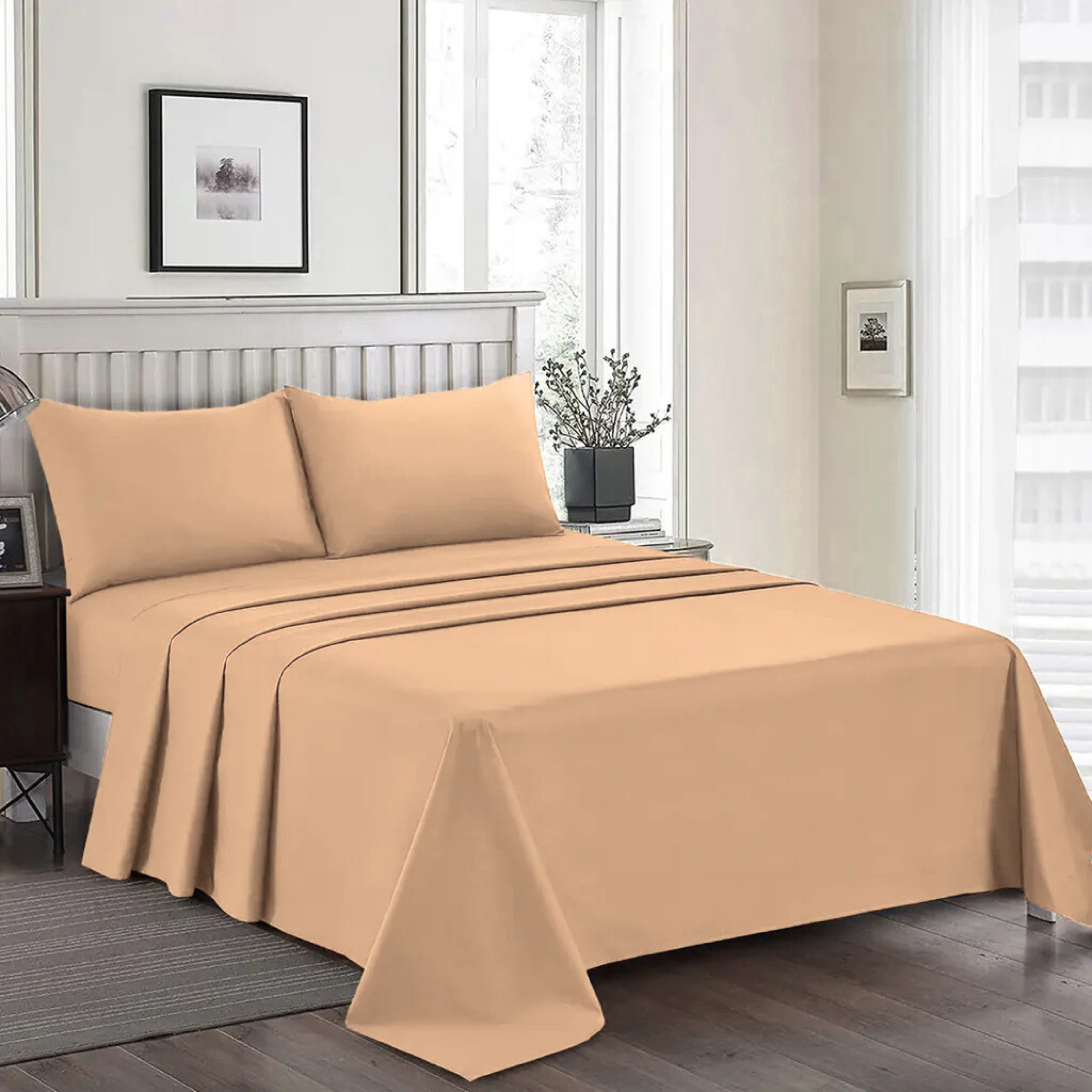 beige bedsheet set - 3 pcs (premium)