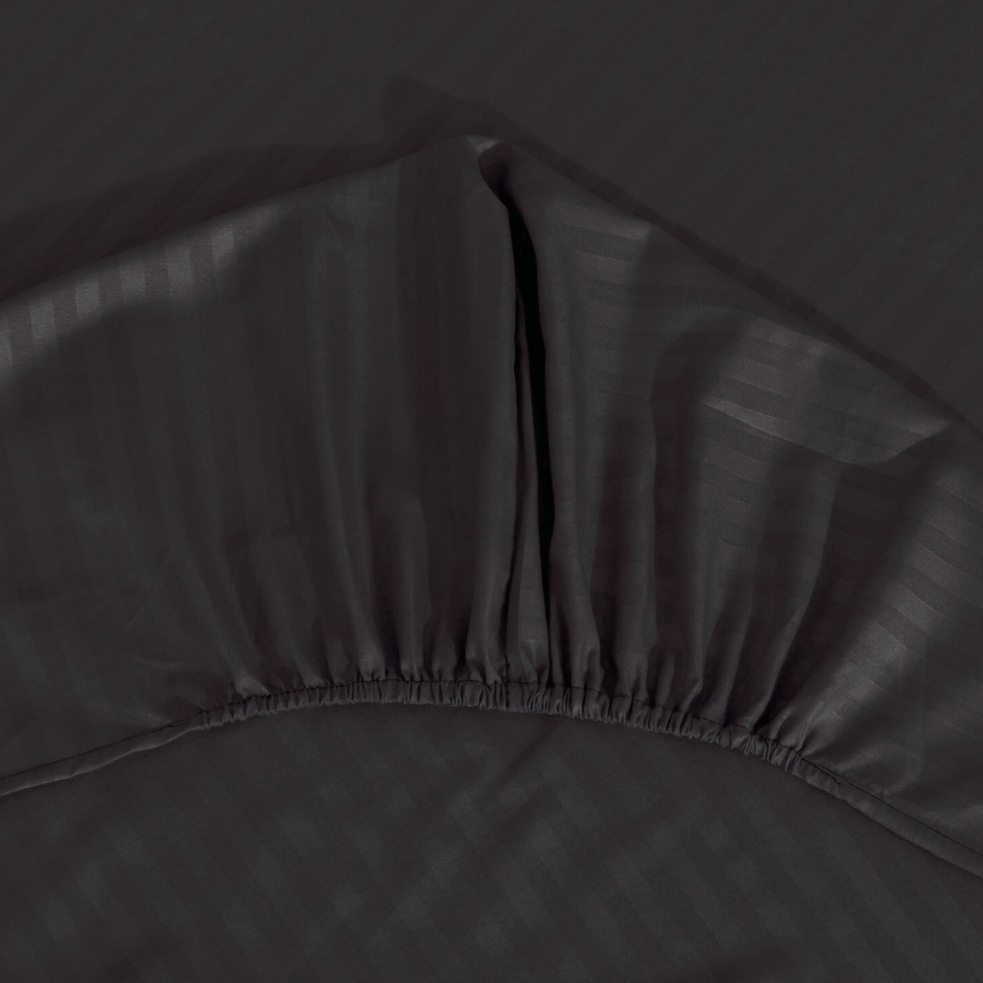 black stripe satin fitted sheet - (premium)