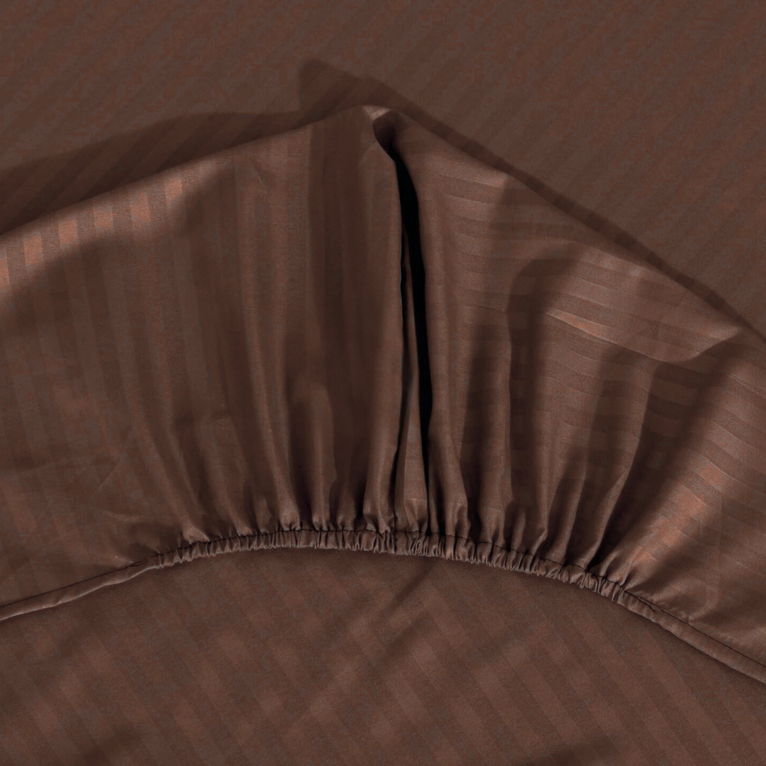 choco stripe satin fitted sheet - (premium)