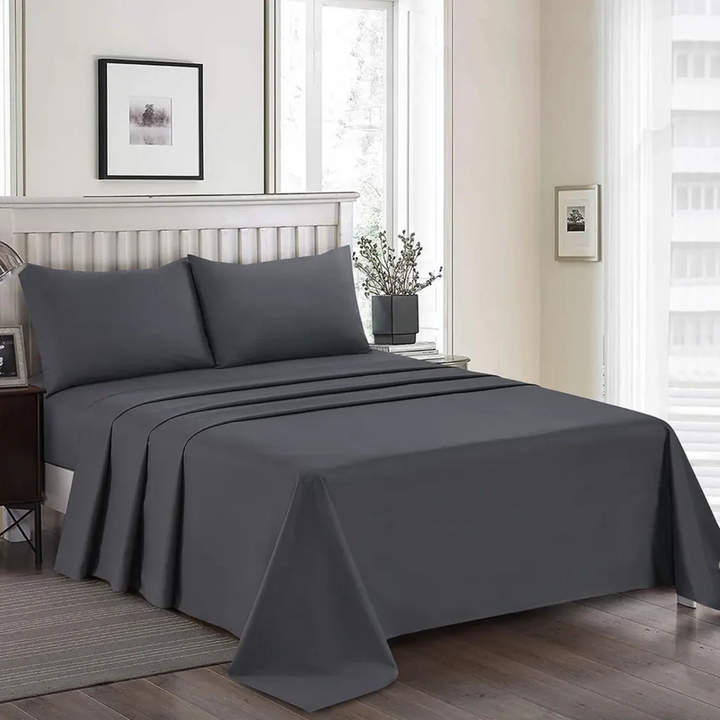 GREY LUXURY DYED BEDSHEET SET- 5 PCS