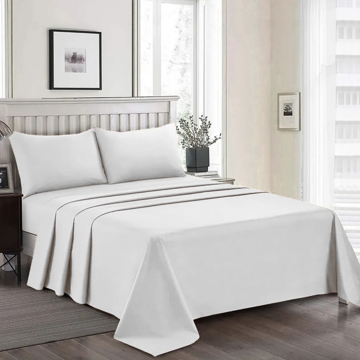 IVORY LUXURY DYED BEDSHEET SET- 5 PCS