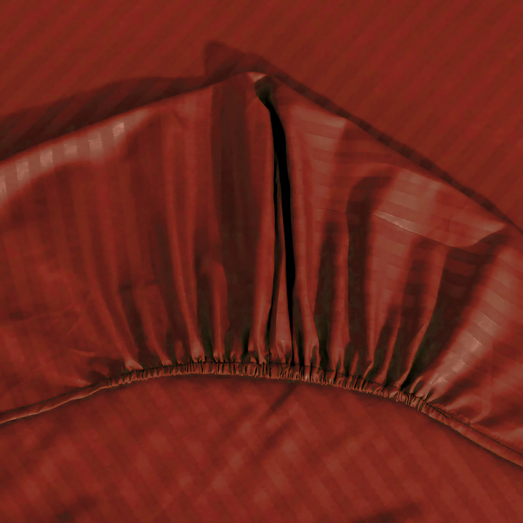 maroon stripe satin fitted sheet - (premium)