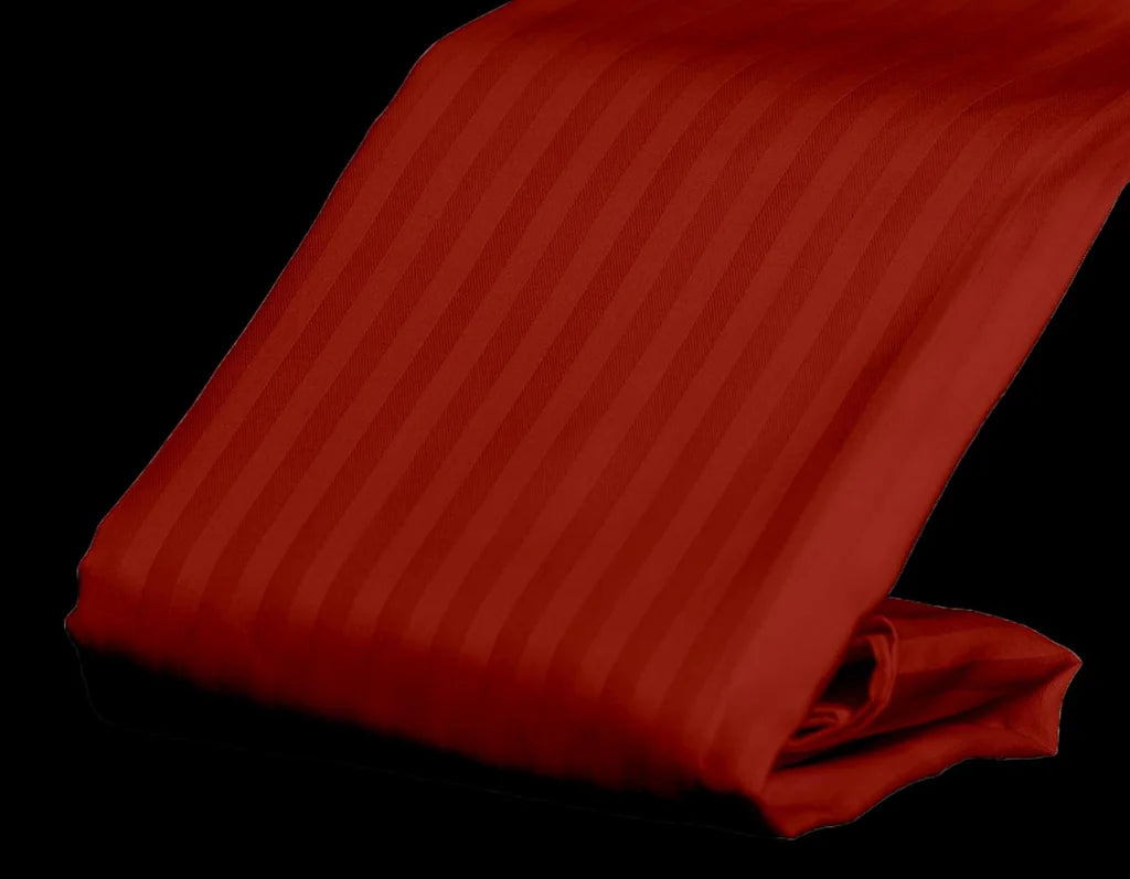 maroon stripe satin fitted sheet - (premium)