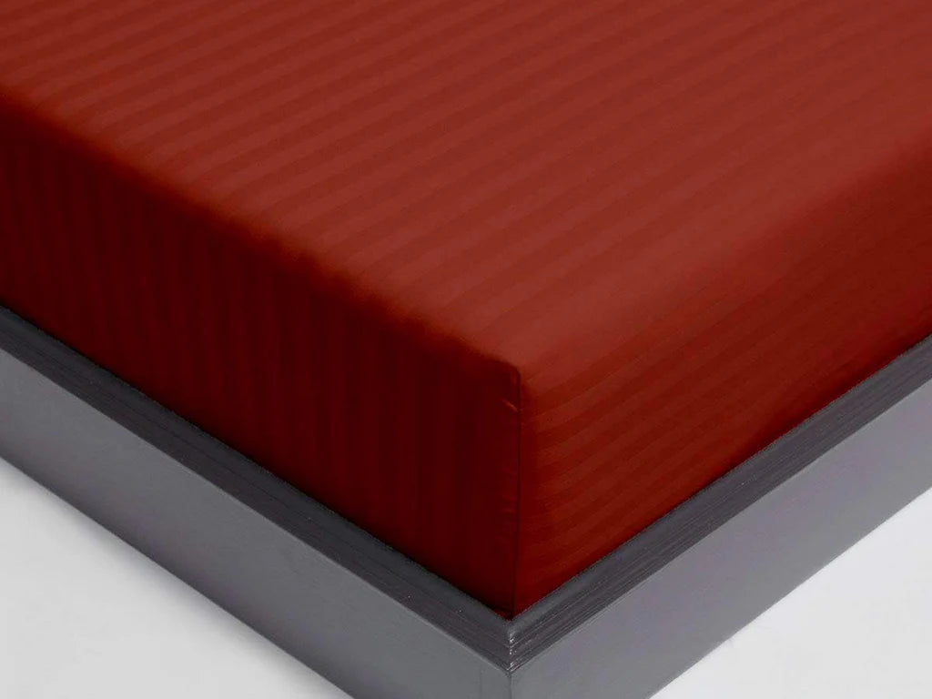 maroon stripe satin fitted sheet - (premium)