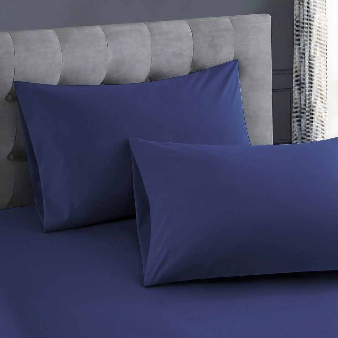 NAVY LUXURY DYED BEDSHEET SET- 5 PCS