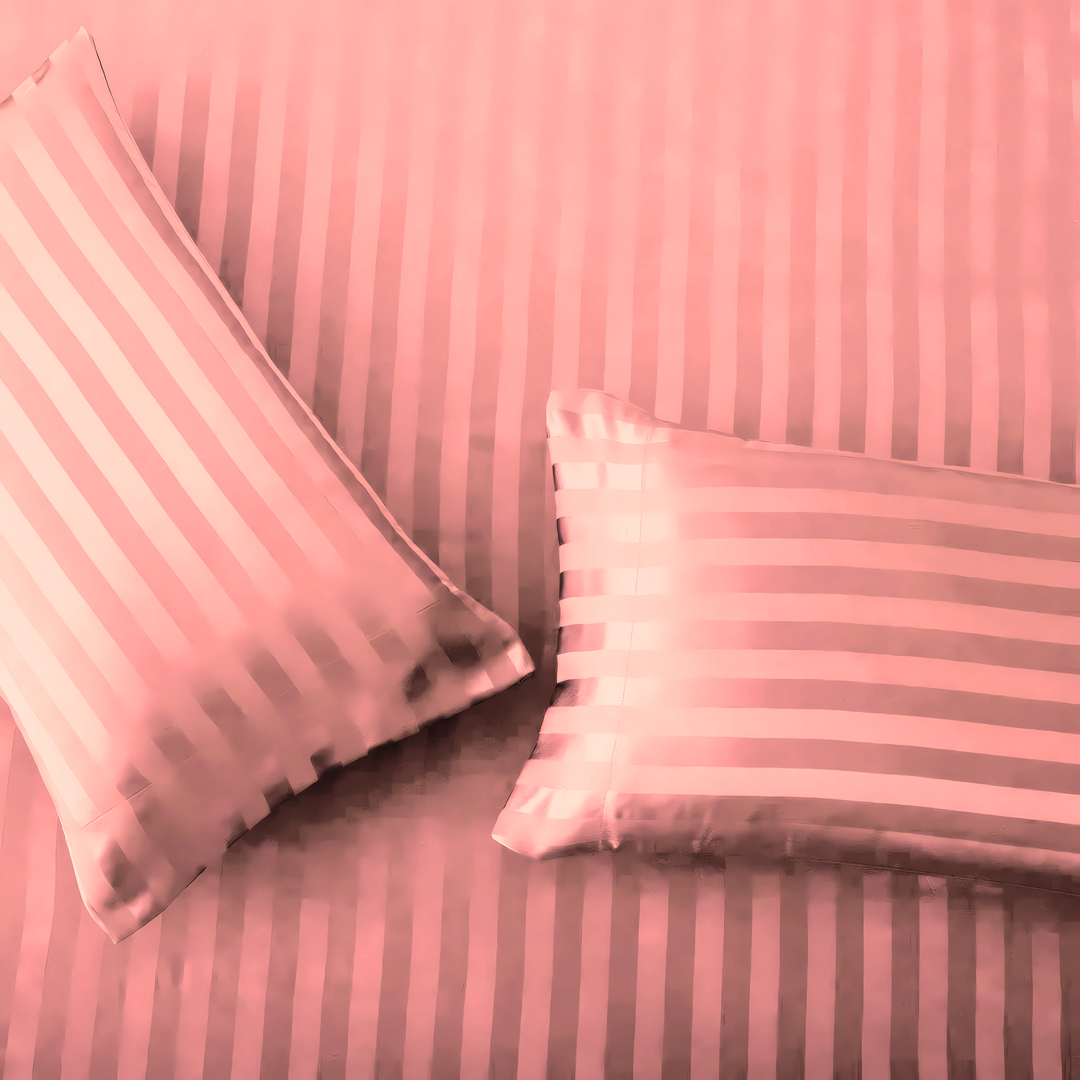 pink stripe satin fitted sheet - (premium)