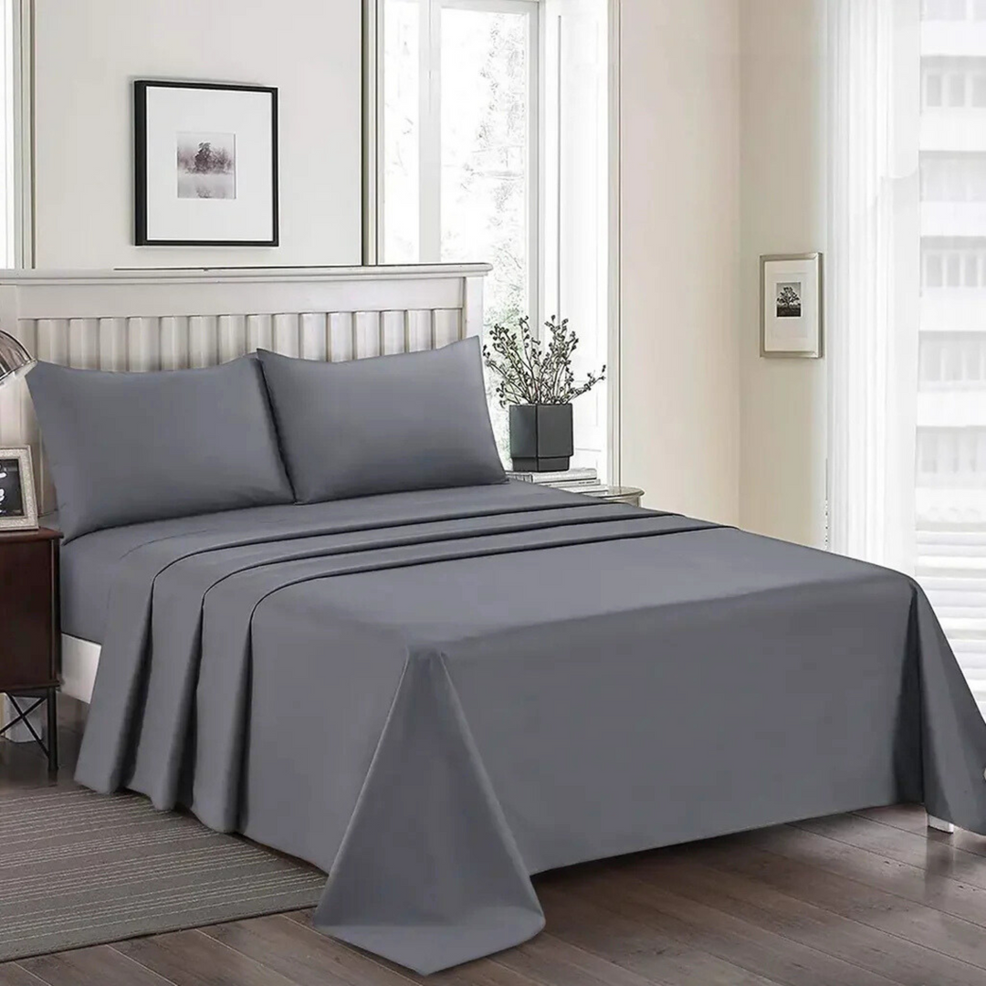 silver LUXURY DYED BEDSHEET SET- 5 PCS