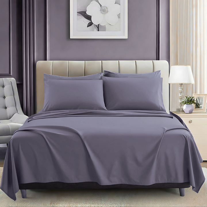 silver LUXURY DYED BEDSHEET SET- 5 PCS