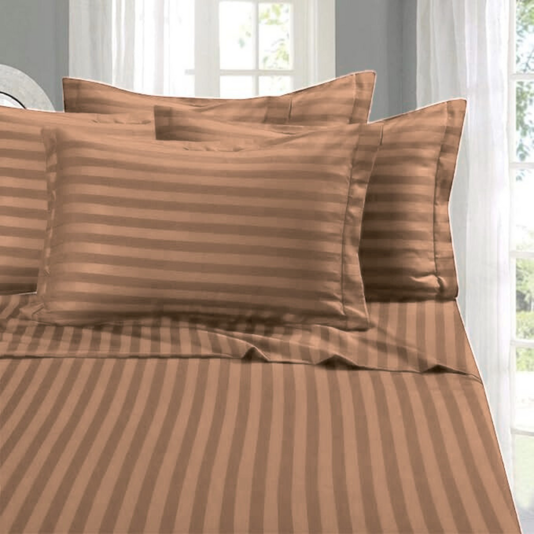 SKIN SATIN STRIPE BEDSHEET SET - 5 PCS