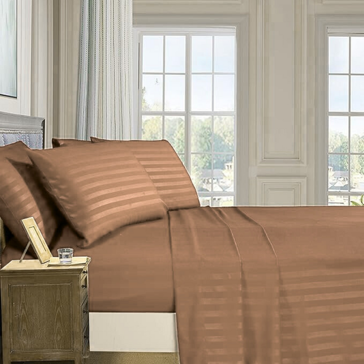 SKIN SATIN STRIPE BEDSHEET SET - 5 PCS