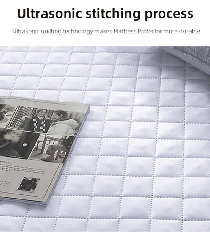 WHITE QUILTED WATERPROOF MATTRESS FITTED COVER