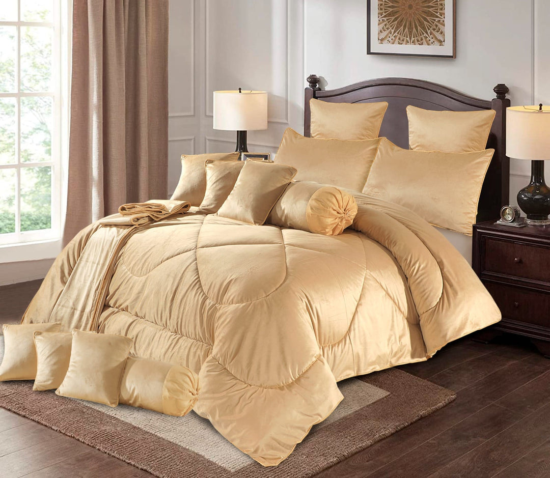 YELLOW REGAL COMFORTER SET - 14 PCS