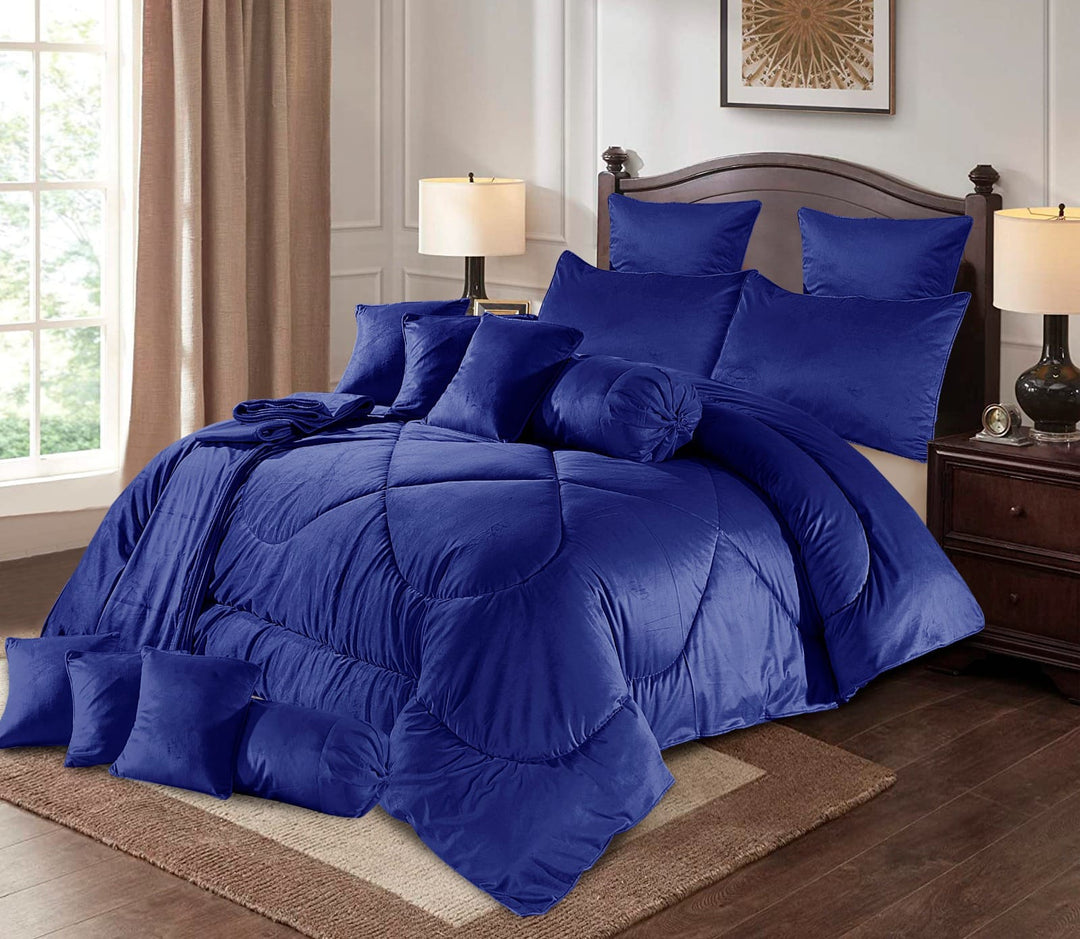 ROYAL BLUE COMFORTER SET - 14 PCS