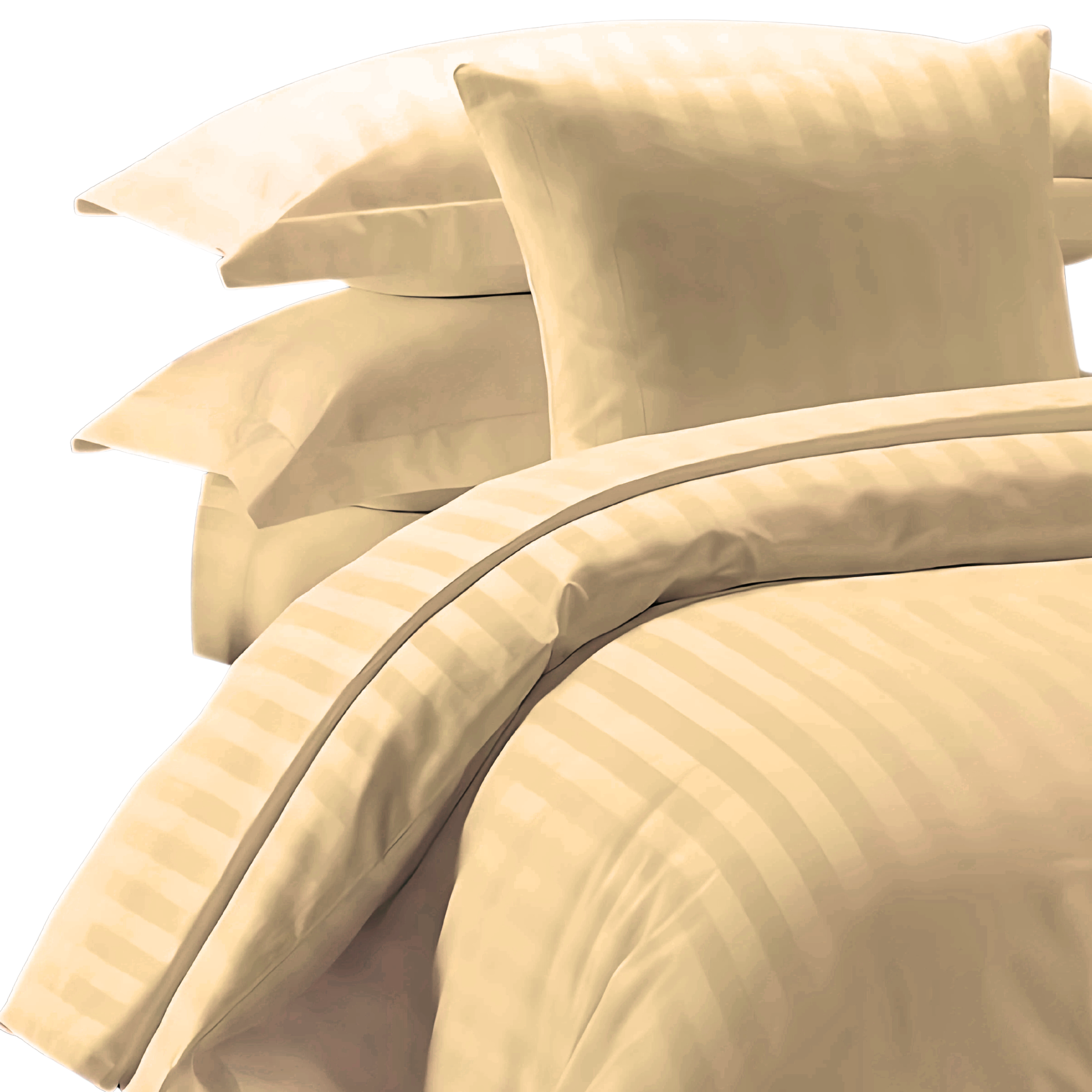 beige SATIN STRIPE DUVET SET 8 PCS