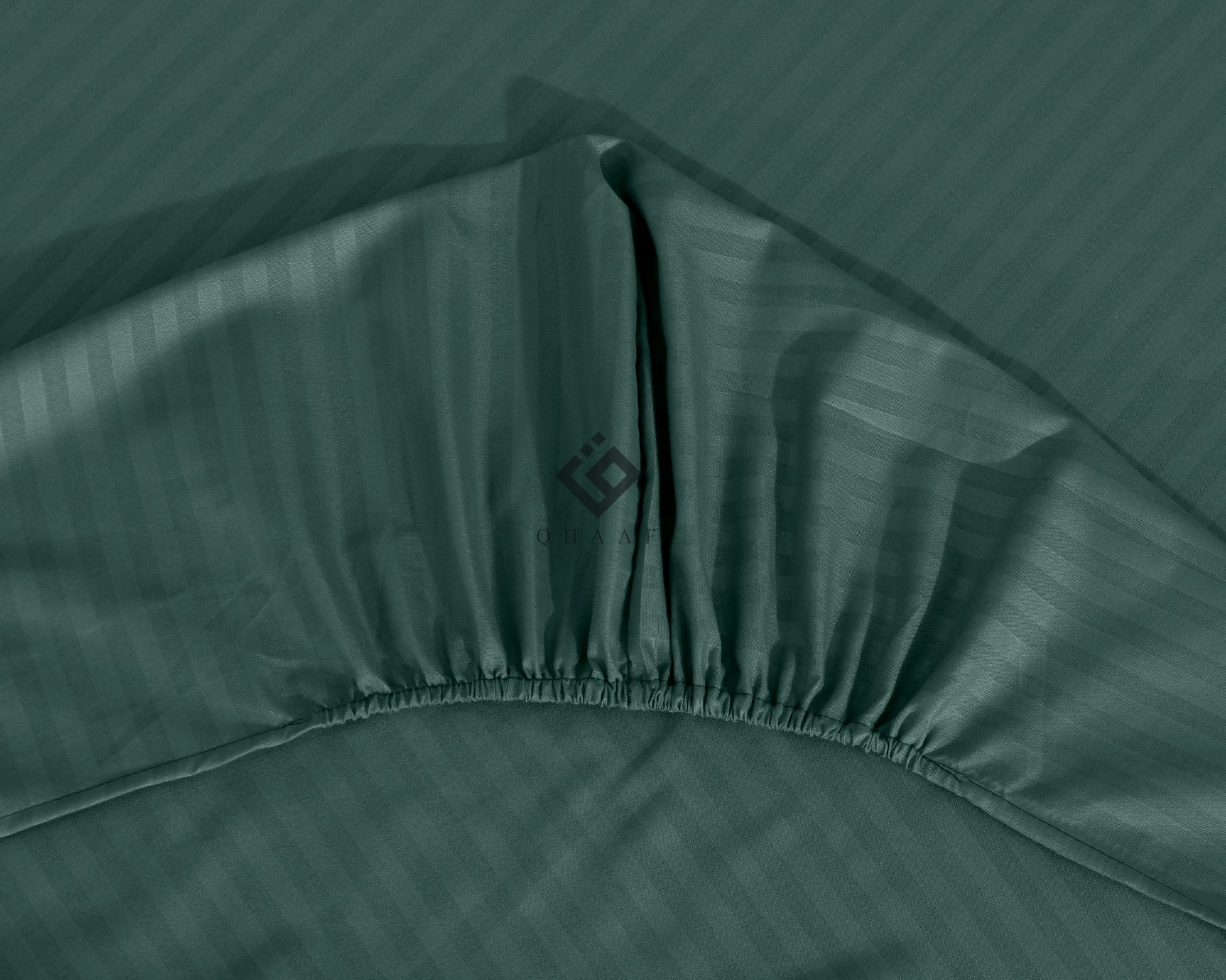 d.green stripe satin fitted sheet - (premium)