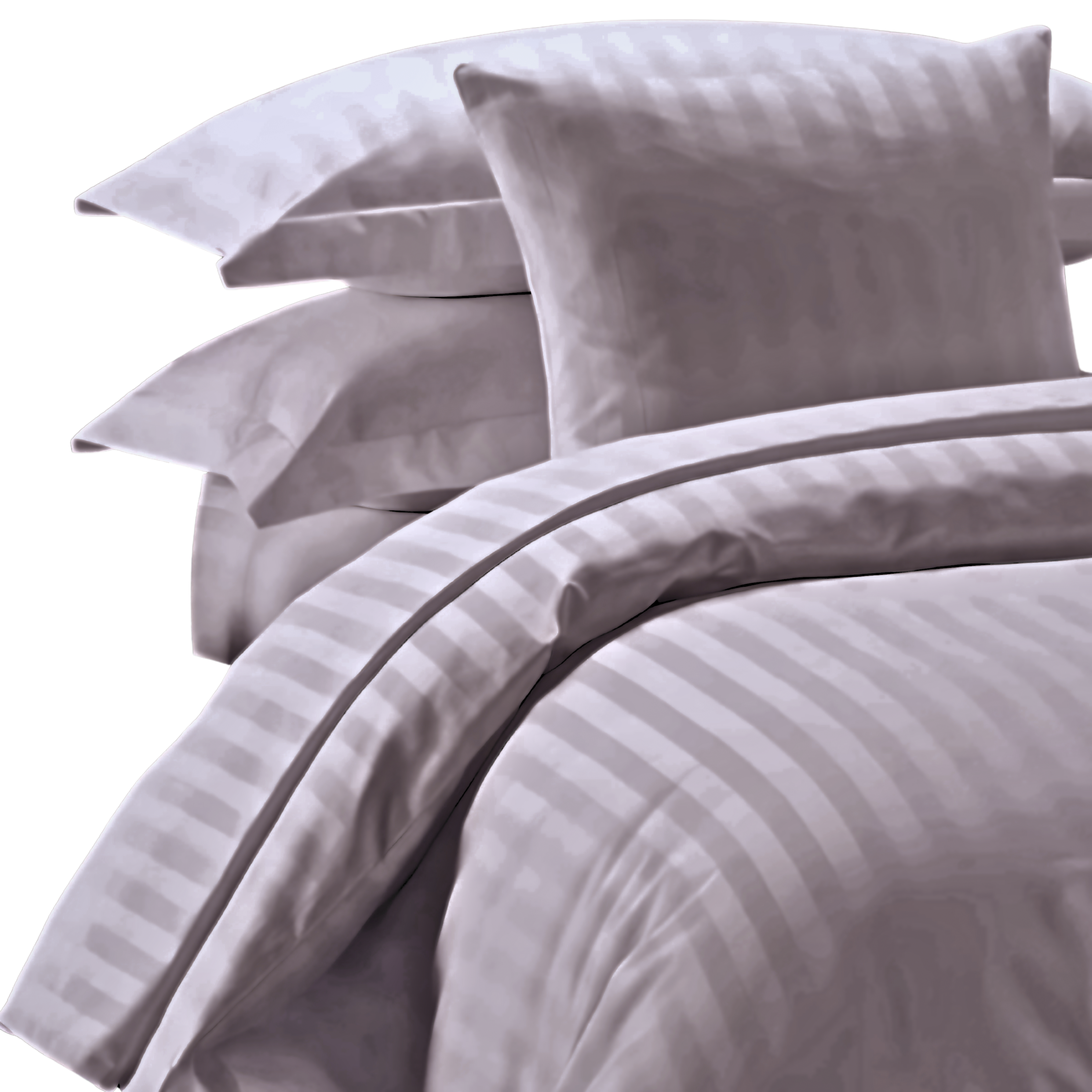 SILVER SATIN STRIPE DUVET COVERS SET 8 PCS