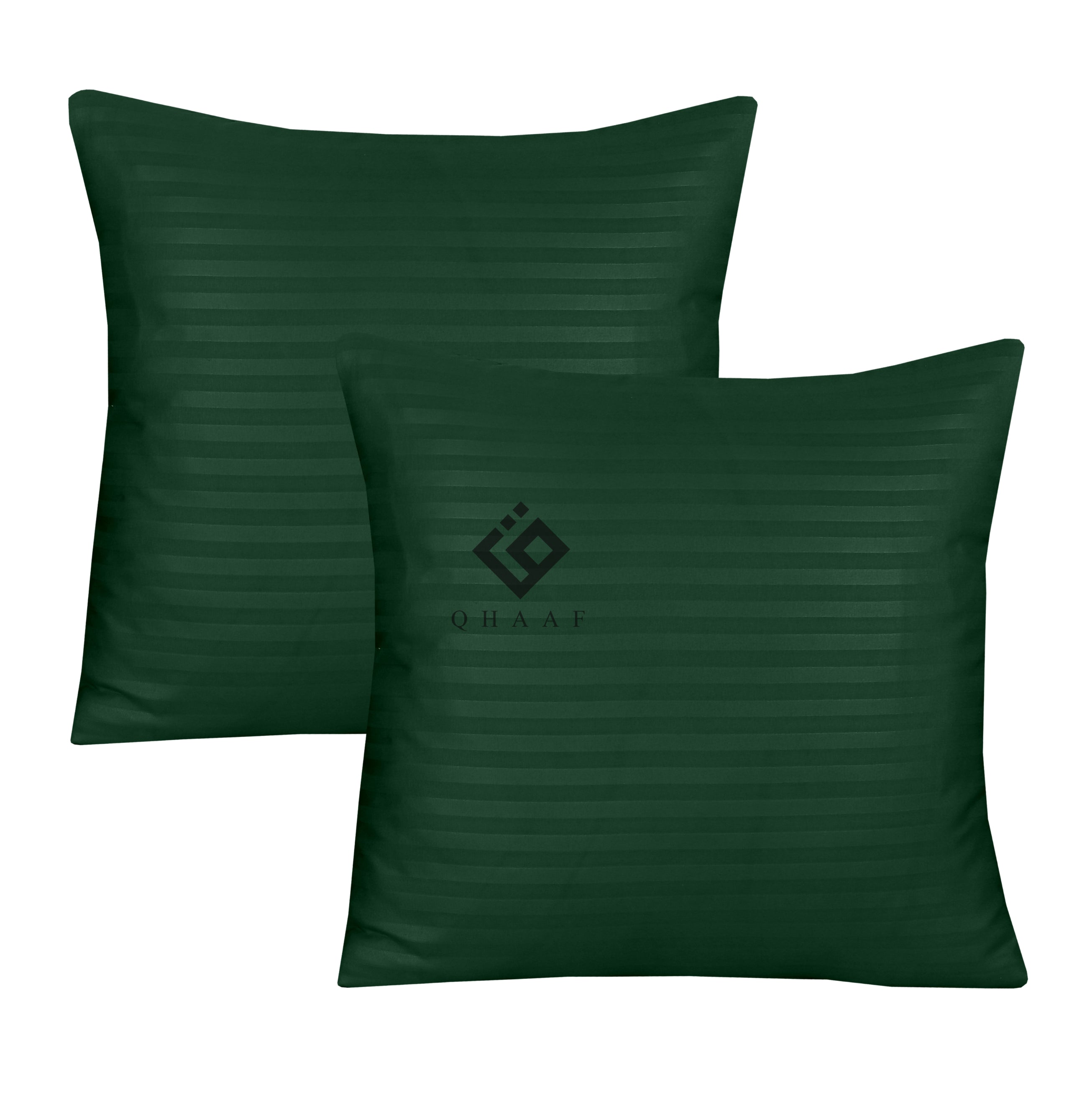 GREEN SATIN STRIPE CUSHION COVER (PACK OF 2)