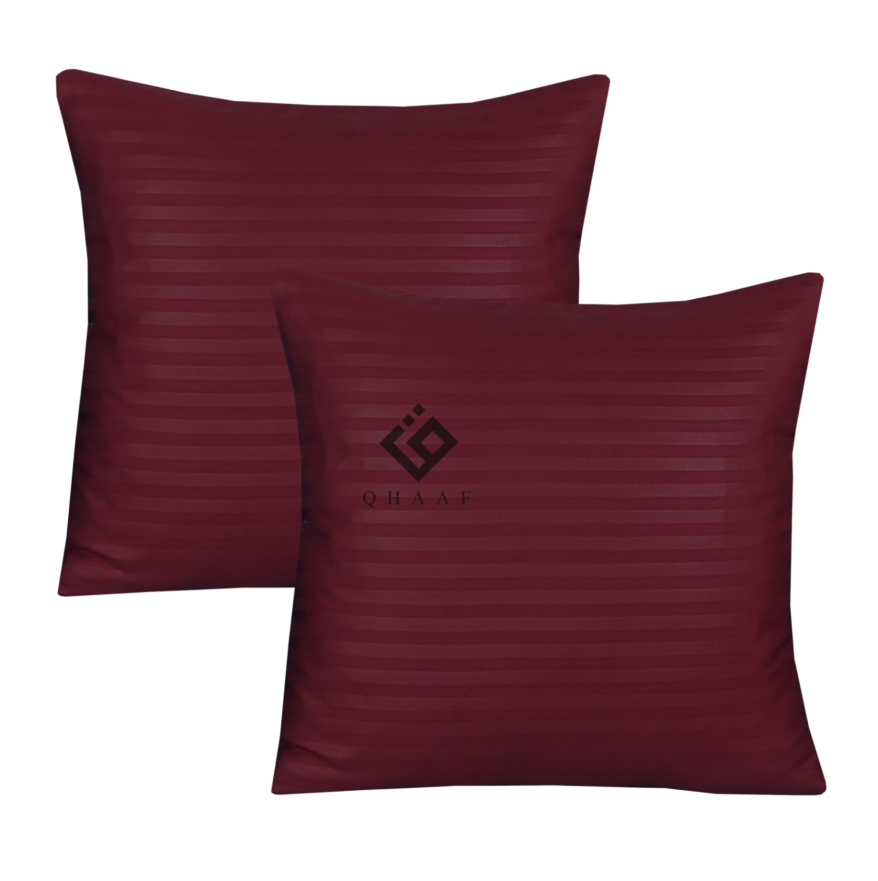 MAROON SATIN STRIPE CUSHION COVER (PACK OF 2 )