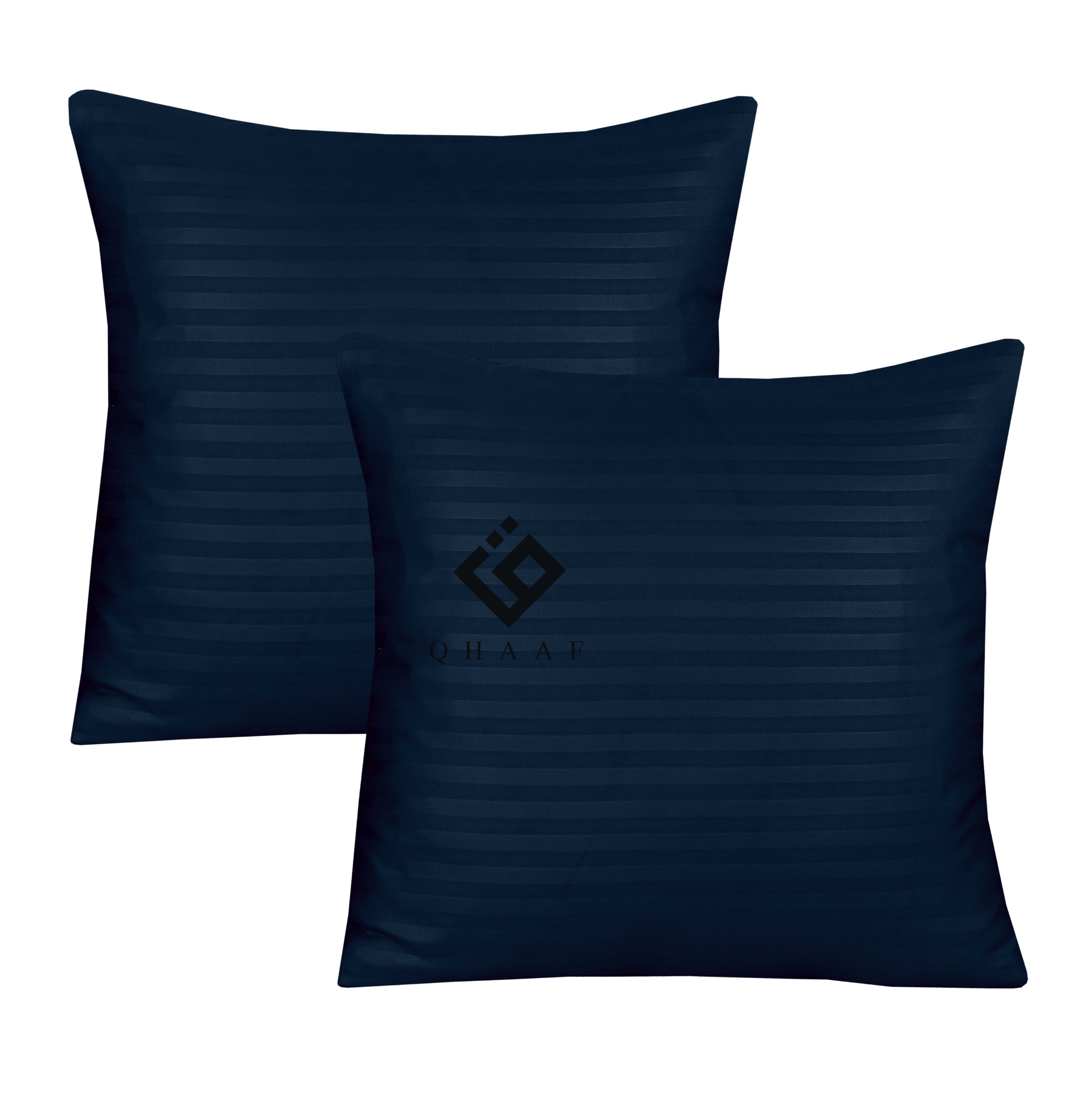 NAVY SATIN STRIPE CUSHION COVER (PACK OF 2