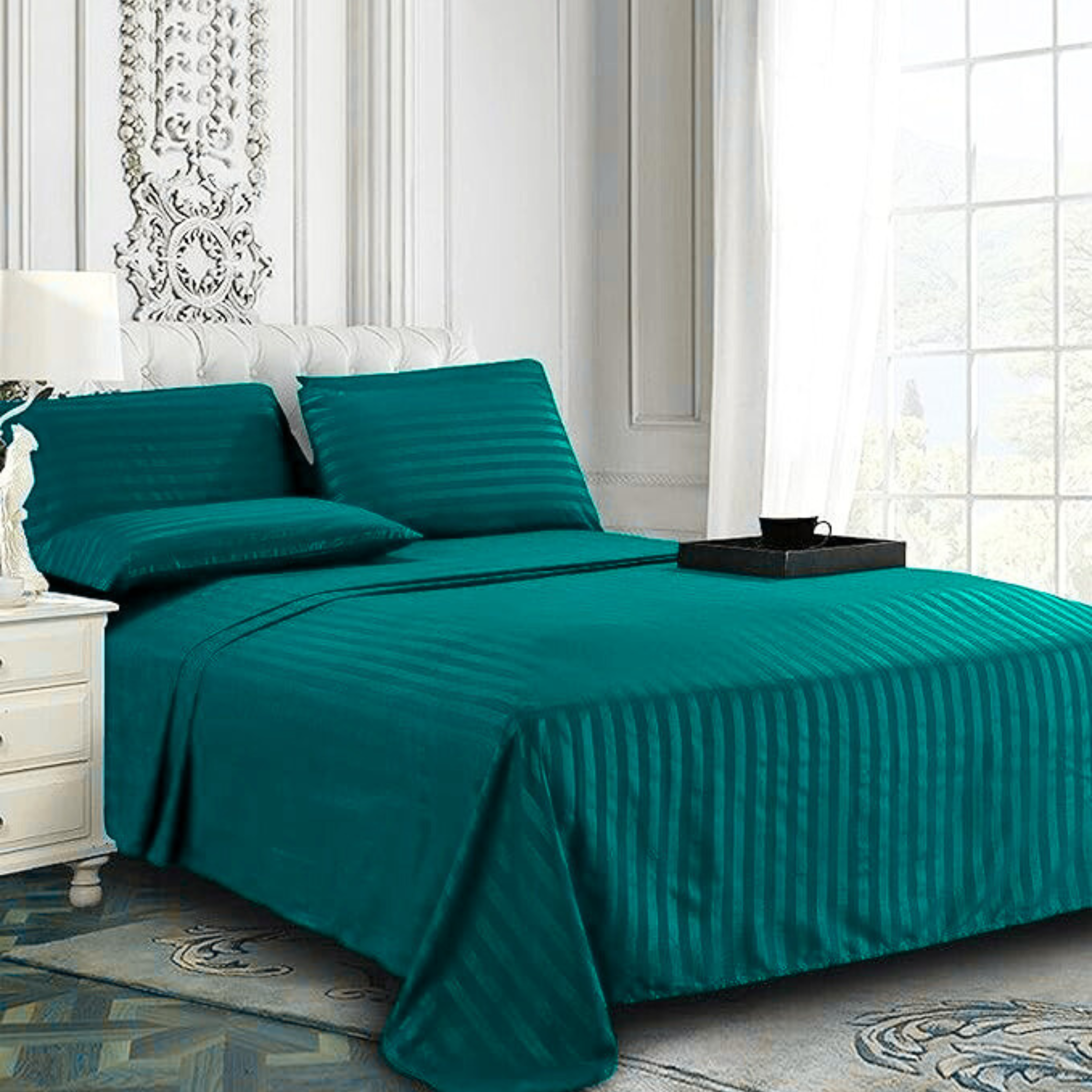 ZINC SATIN STRIPE BEDSHEET SET - 5 PCS